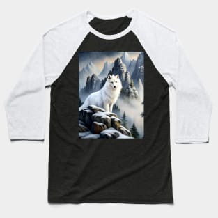 White Wolf Hunting Ground, Winter Mountain Wild Icy Moon, Forest, Galaxy Beautiful gifts Novelty Animal Pattern Fashion T-Shirt T-Shirt Baseball T-Shirt